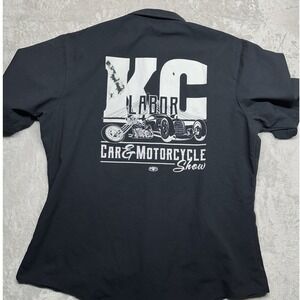 Union Made Mens XL Black KC Labor Car Motorcycle Show Short Sleeve Shirt